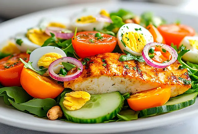 Hühnerfleisch mit Salat